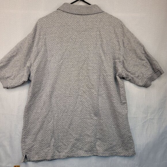 Modern Elements Mens XL Polo Cotton Gray White Pattern Short Sleeve - Picture 4 of 8